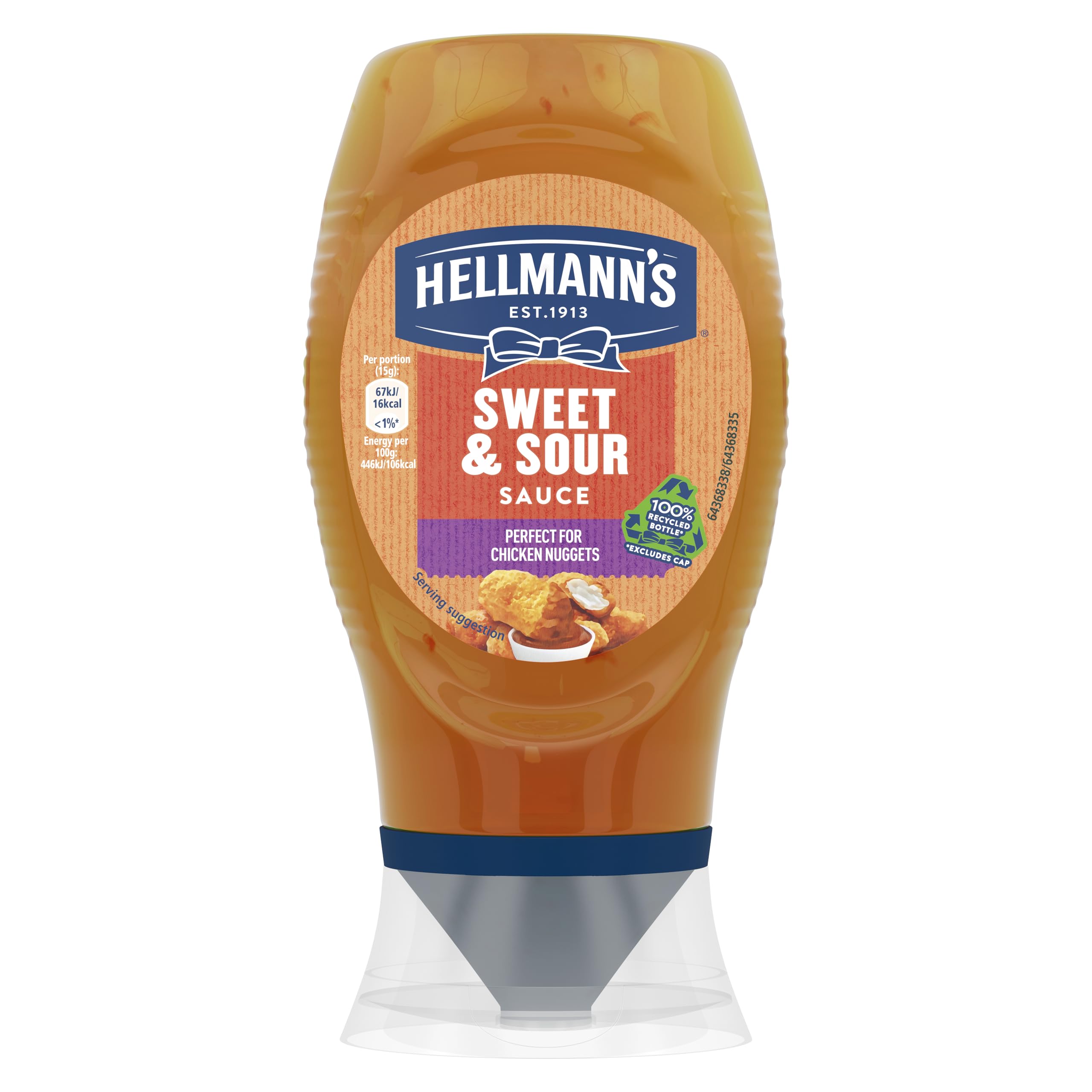 Hellmann's Sweet & Sour Sauce 100% recyclable* squeeze bottle the perfect condiment for chicken nuggets 250 ml