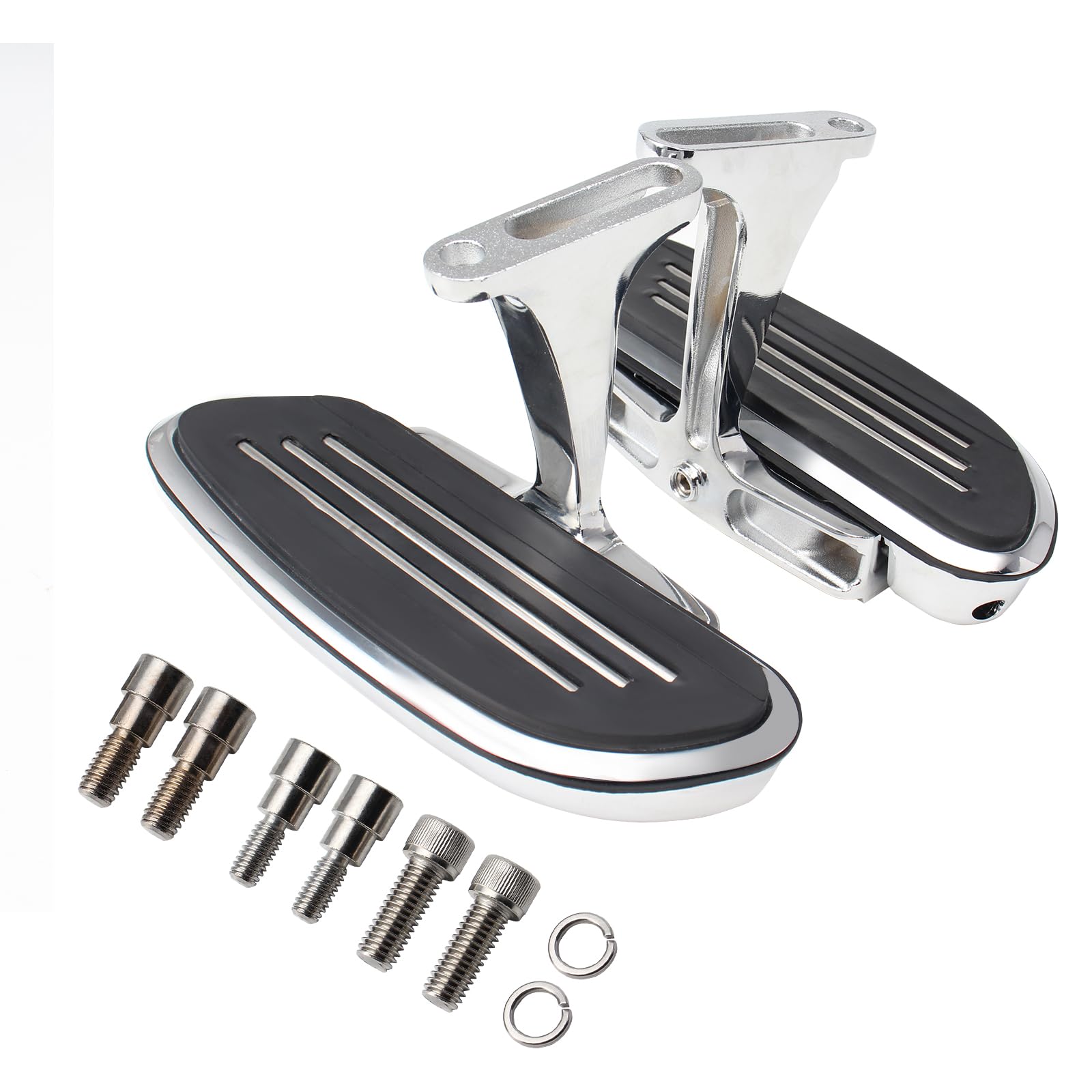 GIDIBIIPassenger Floorboards - Compatible with Harley Touring Models Electra Glide, Road King, Street Glide 1993-later (Chrome)