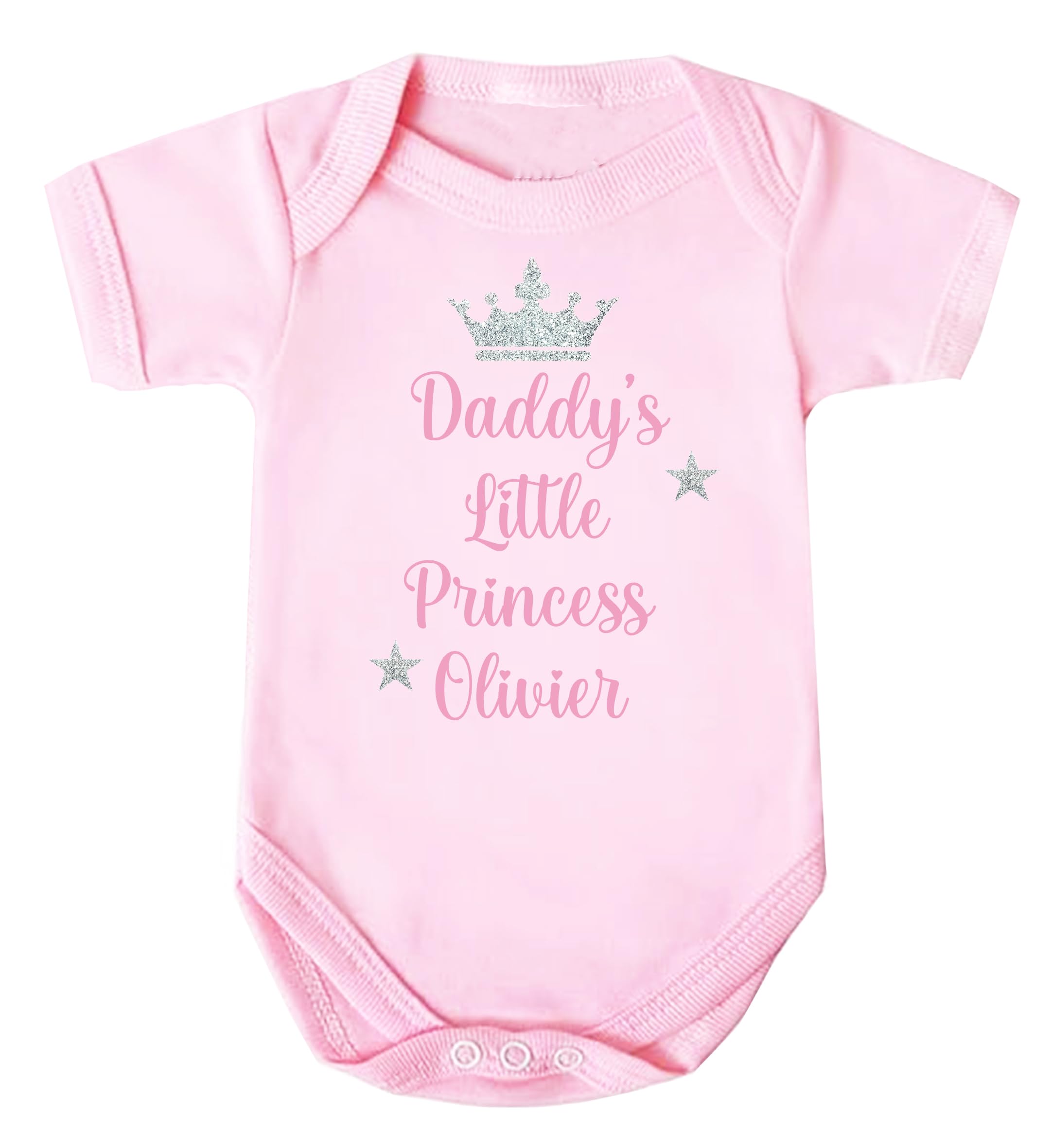 Personalised Baby Girl Princess Bodysuit Mummy Daddy Grandad Nan Vest Top (Daddy - Princess Pink, 0 Months)