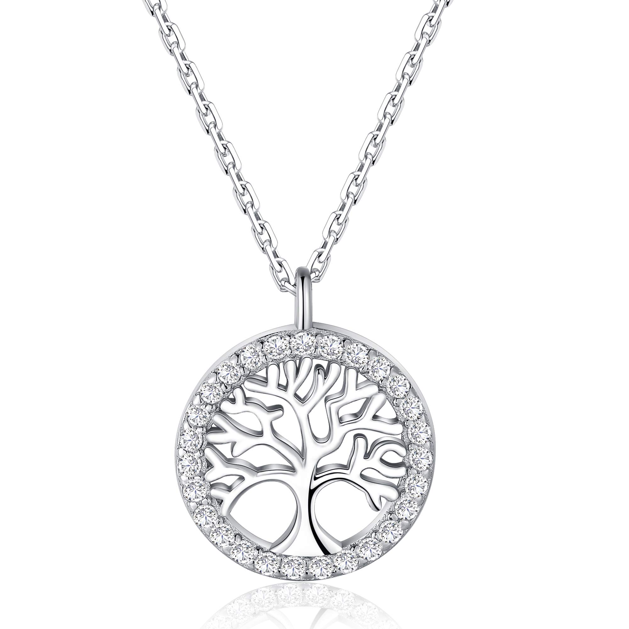 Jrêveinfini árbol de la Vida Collar Mujer Plata de Ley 925, Navidad Cumpleaños Aniversario día de San Valentín Regalo con Caja de Regalo, Ajustable 40+5cm