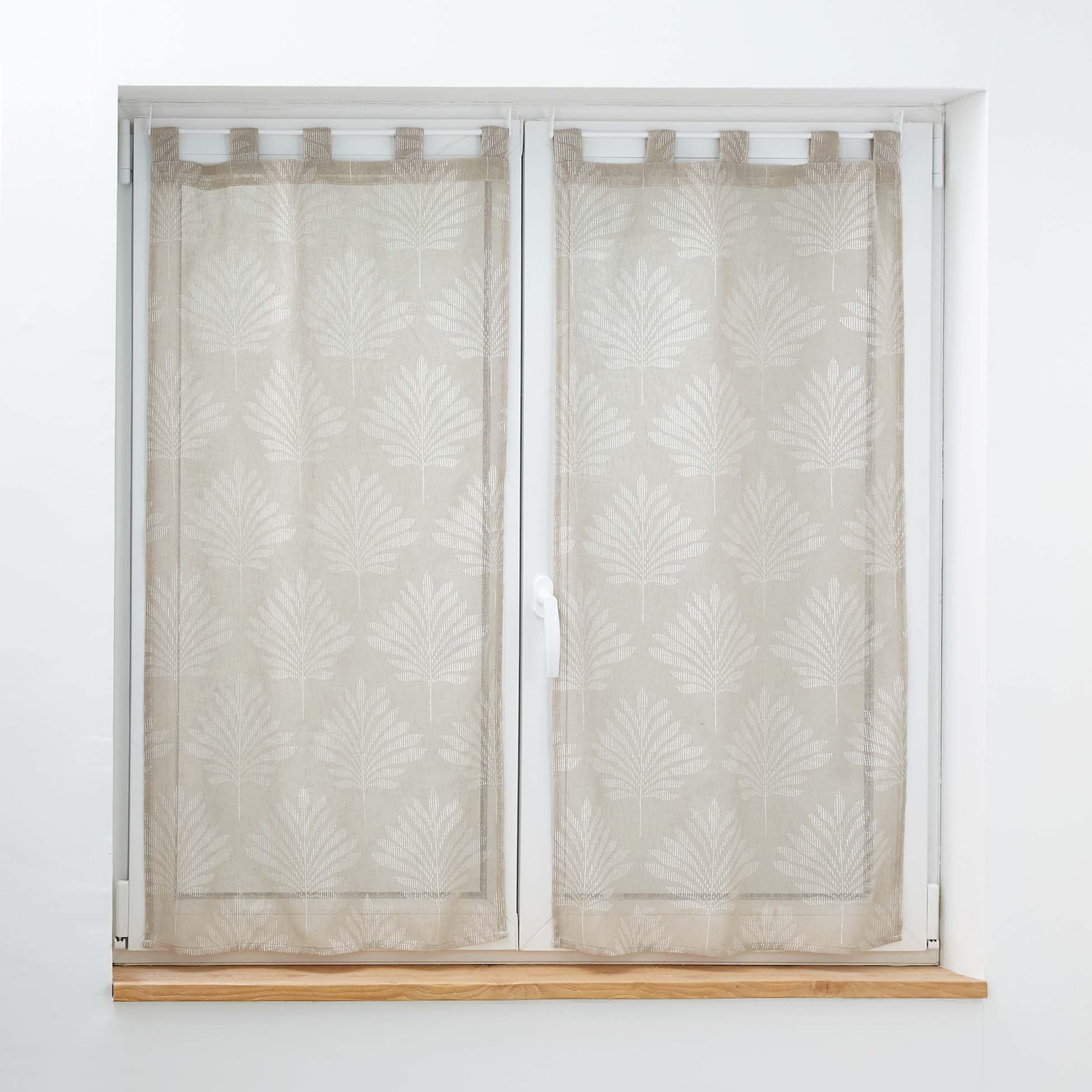 Douceur d'Intérieur, Pair of Straight Loops (2 x 60 x 90 cm) Levita Taupe, Woven Voile Appliqué