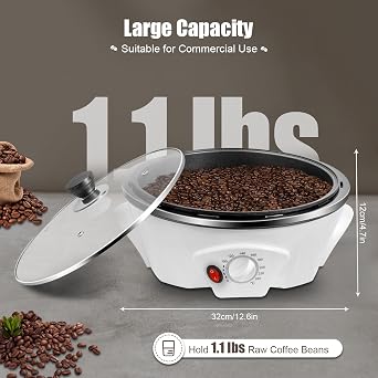 110V 800W Electric Coffee Roaster, Machine Household Electric Coffee Roaster, Coffee Roasting Machine Bean Roaster, Peanut Bean Cafe Coffee Roaster
