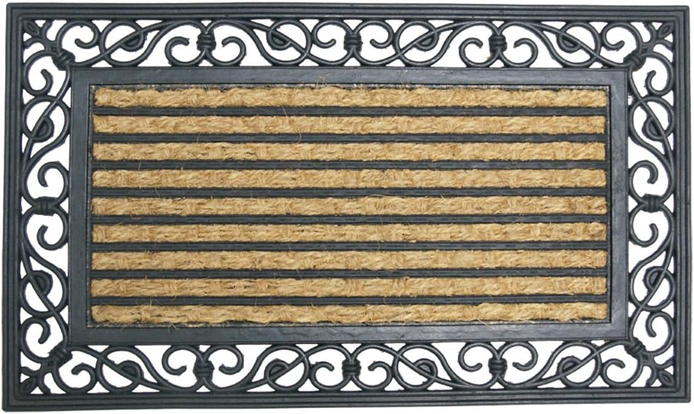 Rubber-Cal "Casablanca Outdoor Coco Coir Decorative Rubber Doormat, 18 x 30-Inch