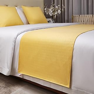 TTiiLoe Bufandas de algodón para cama de hotel, color amarillo, 50 x 210 cm para cama de 1,5 m