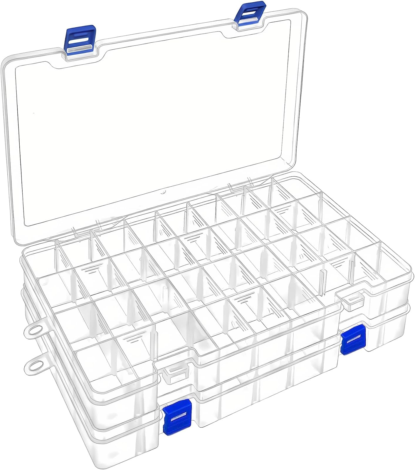 DIFIT 34 Grids Clear Plastic Storage Containers with Lids Adjustable Dividers Small Tool Box Fishing Tackle Box Jewelry Organizer for Organizer Earring Beads Tackle, Set of 4