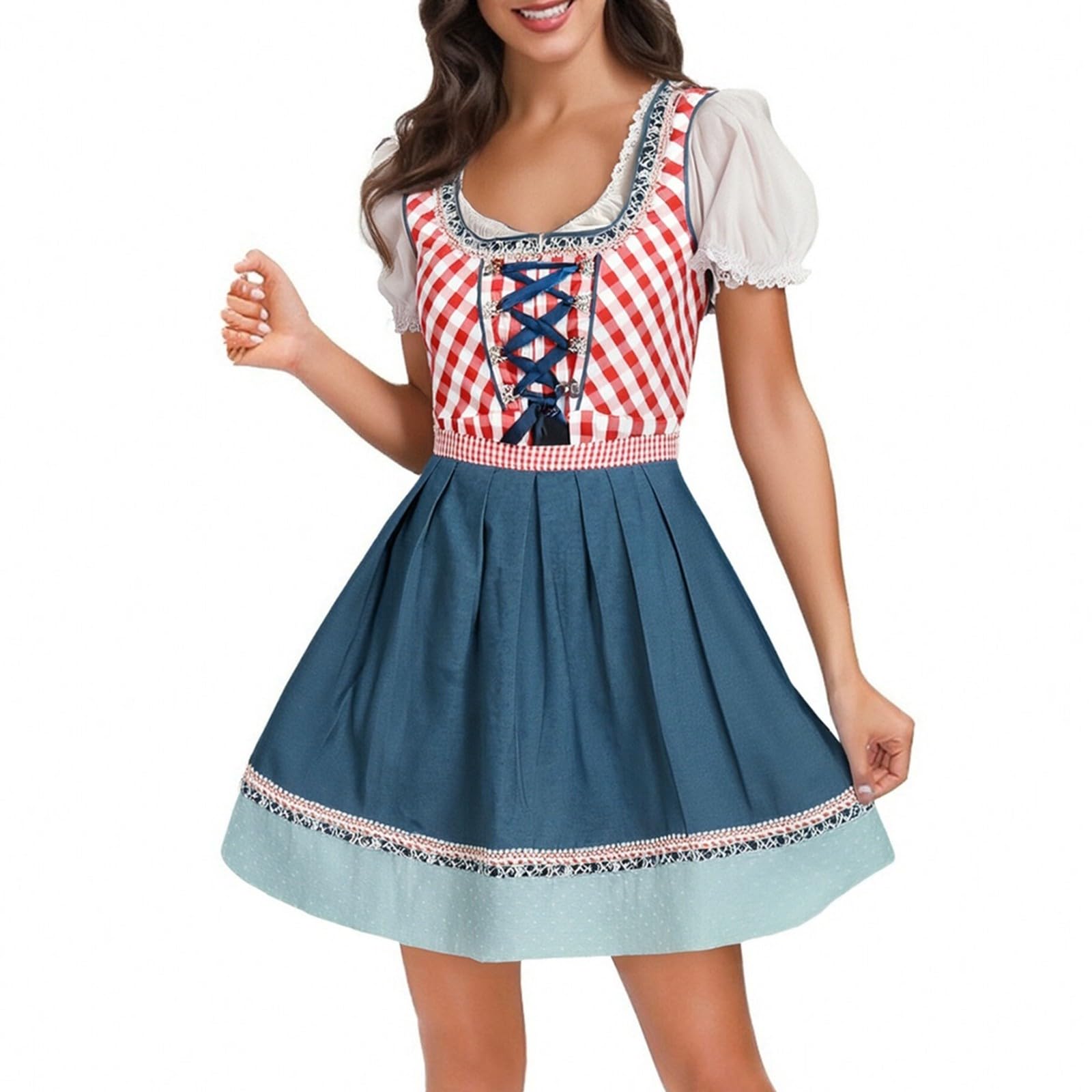 Generisch Damen Dirndl, Damen Trachtenrock Trachtenmode Kleid Dirndl KostüM KostüM Oktoberfest Trachtenkleid Trachtenmode Frauen MäDchen Oktoberfest Outfit Midi für, Mit SchüRze Und Bluse