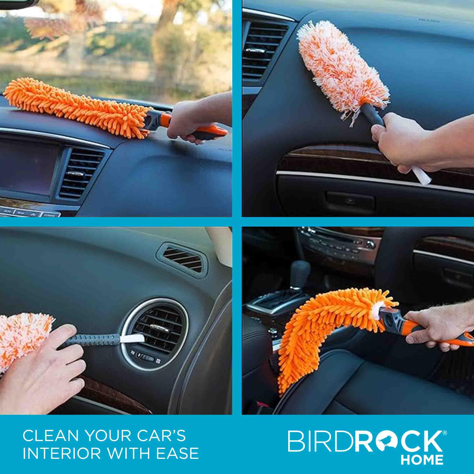 BirdRock Home Car Wash and Detailing Kit | Includes 6 pcs | Exterior and Interior Cleaning | Wheel Brush | Sponge | Duster | Extendable Cleaning Tool