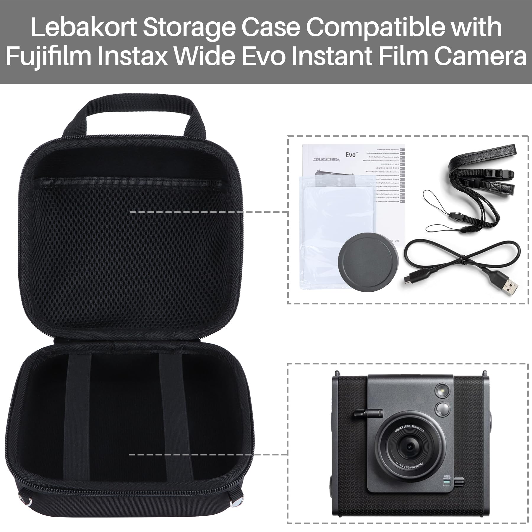 Lebakort Hart Schutz Hülle Etui Tasche für Wide EVO EX D Sofortbildkamera