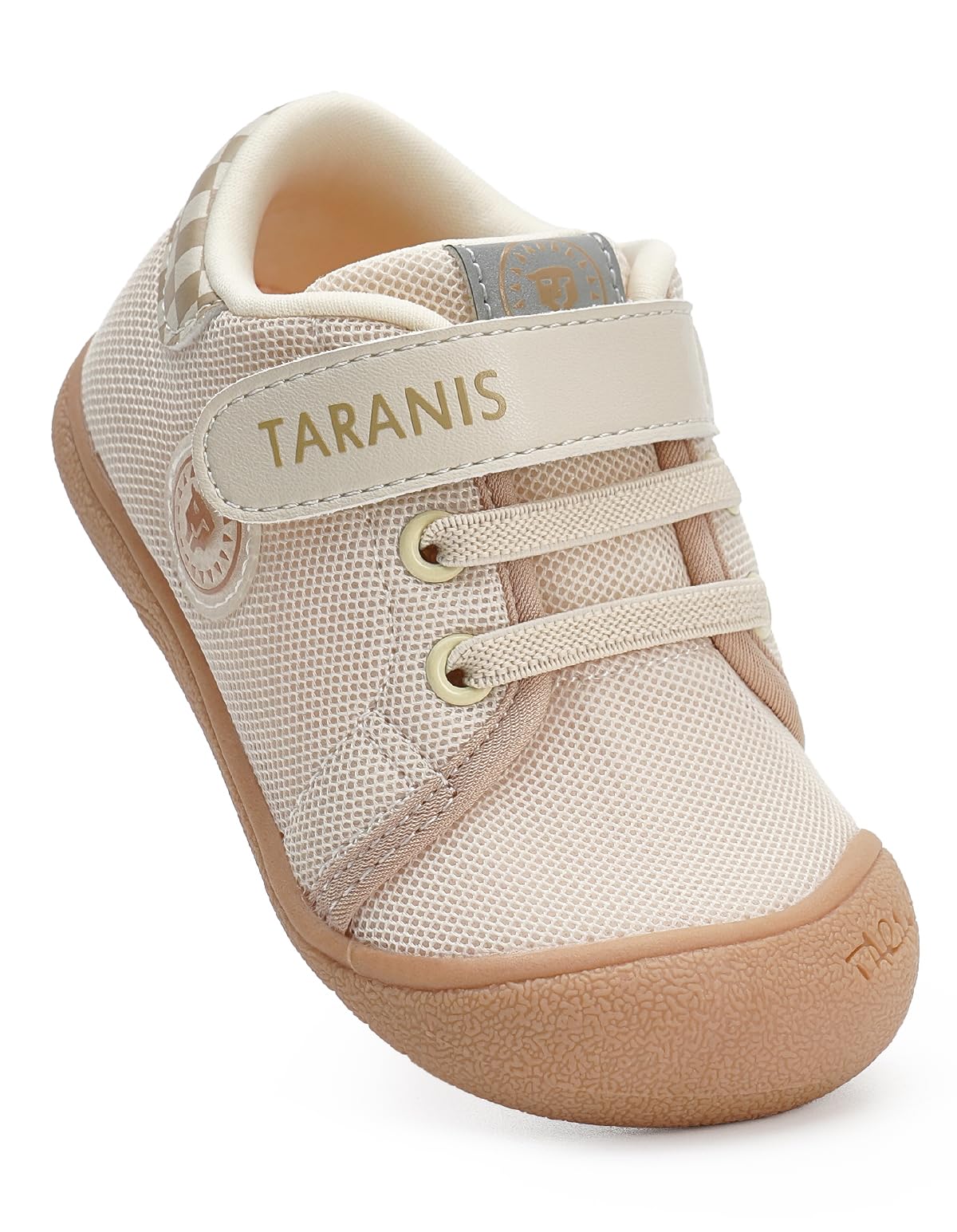 TARANIS Zapatos de bebé para niños y niñas, transpirables, antideslizantes, anchos, Blanco albaricoque, 7 Toddler