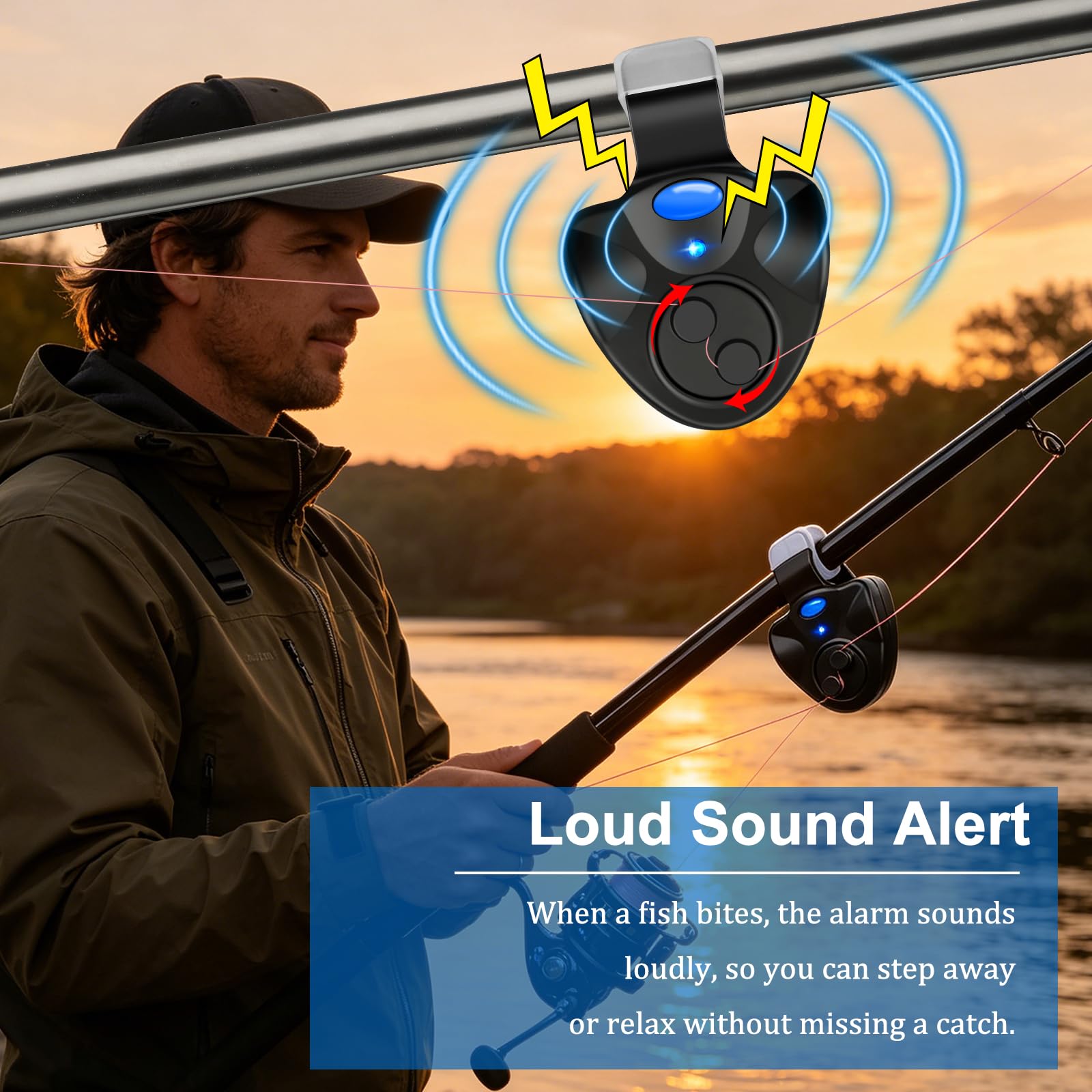 Amazon.com: Linkstyle Fishing Bite Alarms, 4PCS Electronic Fish Bite  Indicator, Fish Pole Clip On Alert Bells with Lights for Night Fishing :  Sports & Outdoors