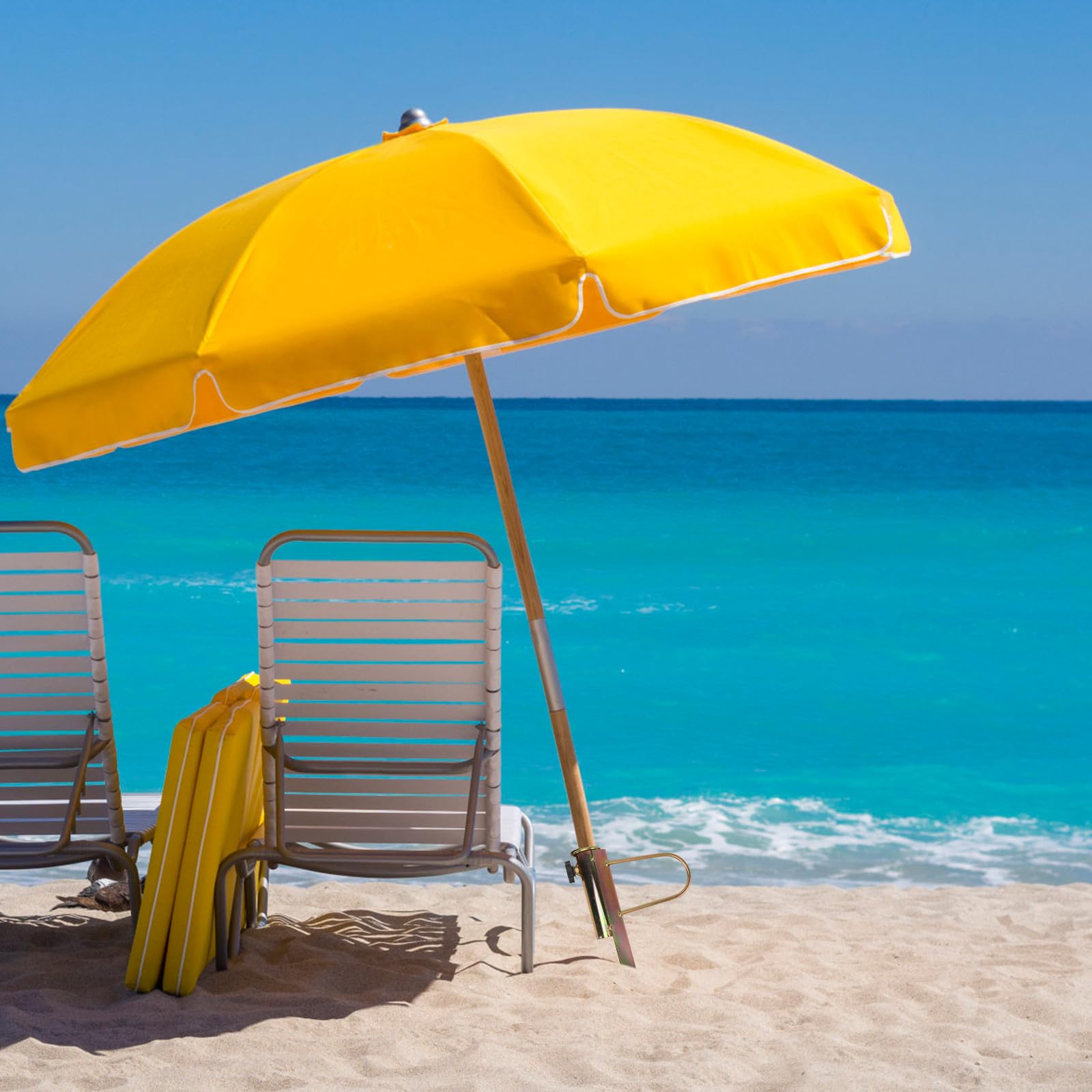 Wytrzymały stojak na parasol plażowy 25–32 mm, regulowana podstawa, stabilne podparcie piasku i miękkiego podłoża, idealny do parasoli plażowych i ogrodowych, żelazna konstrukcja