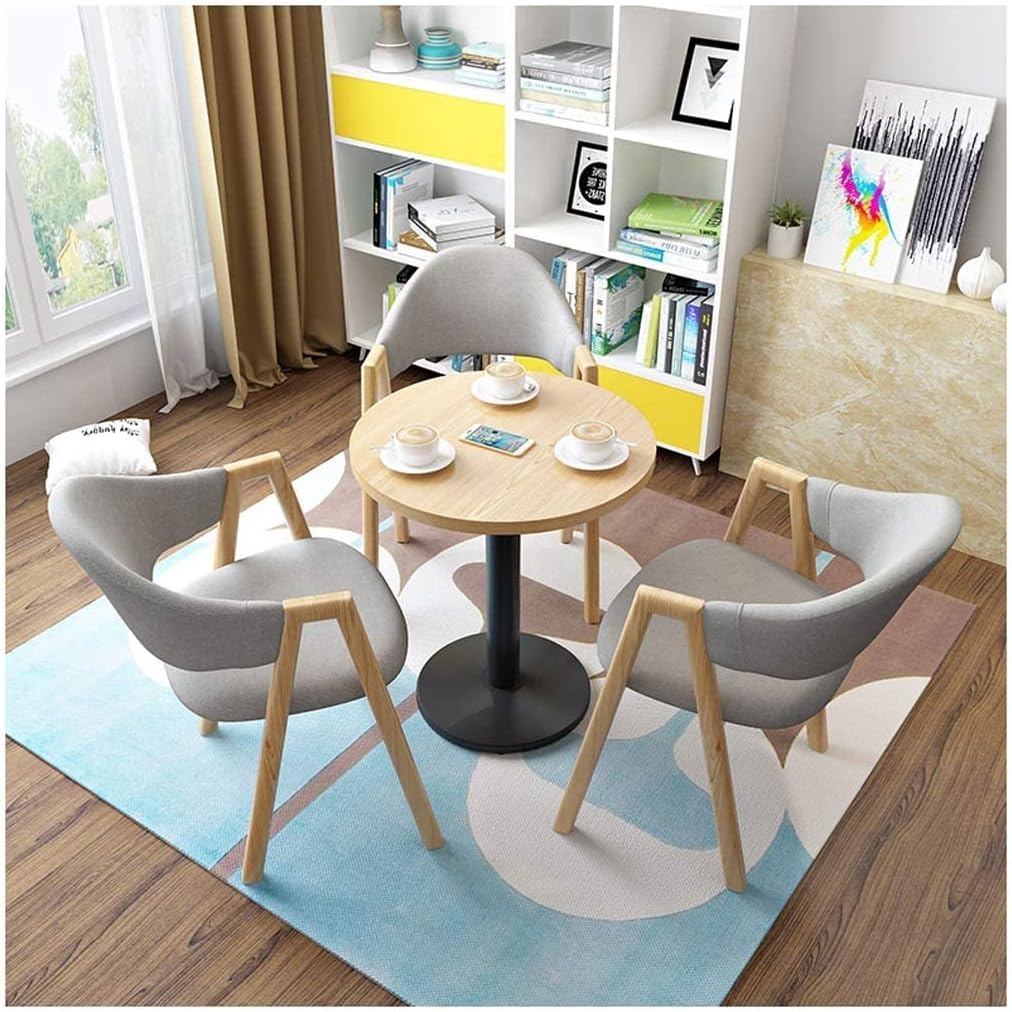 Business Hotel Coffee Table W/Chair - Save Space Meeting Table and Chair Set Business Negotiation Reception Hall Bedroom Coffee Shop Tea Shop Office Beauty Salo,Grey-One Size