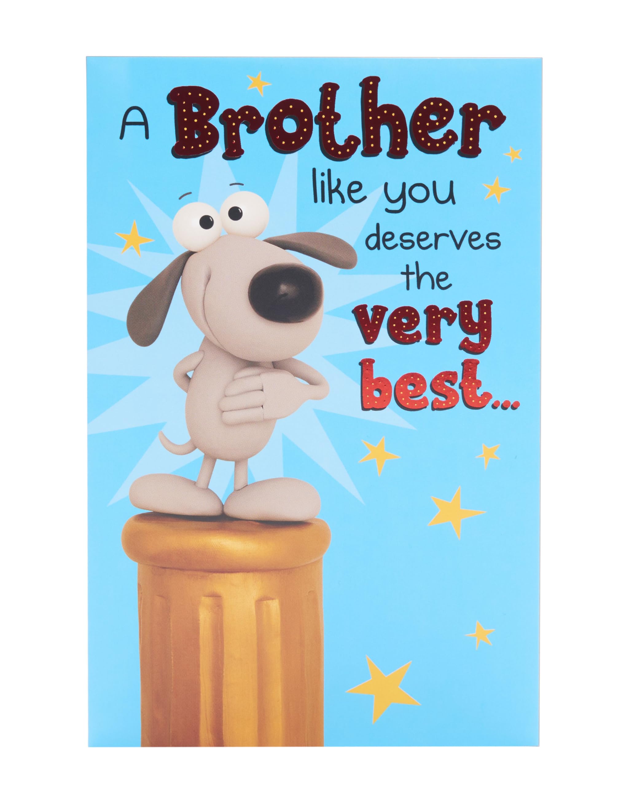 UK Greetings Birthday Card for Brother - Pop-Up Cartoon Dog Design