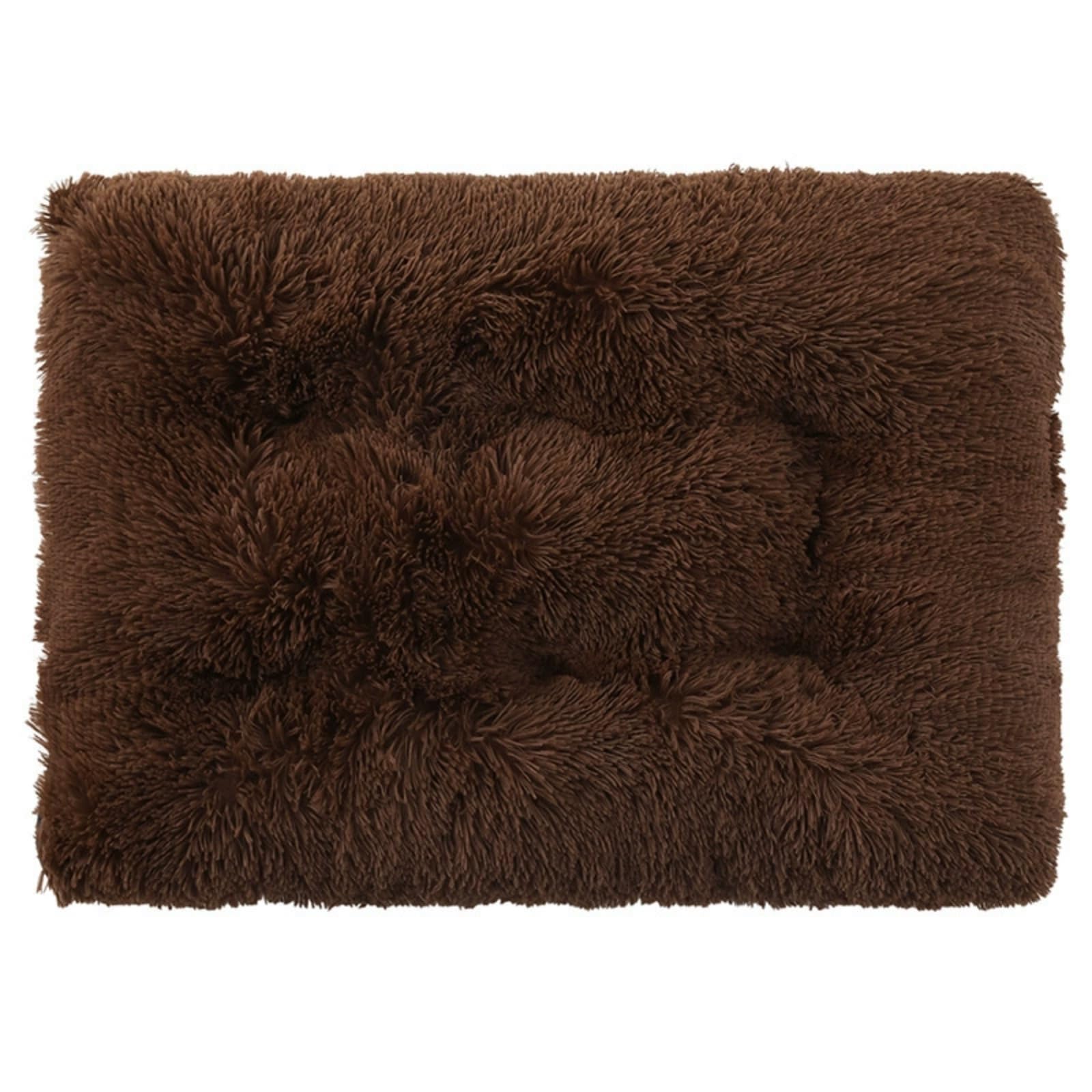 Mateju Plush Pet Bed Rectangle, Fluffy Pet Cushion Thick Warm Soft Plush Dog Cat Bed for Indoor Calming Puppy Kitten Petbed with Non Slip Bottom for Small Medium (Coffee Color,XS 45x30cm)