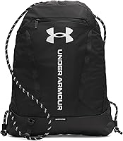 Under Armour Hustle Sackpack Drawstring Bag - Water-Resistant UA Storm, Insulated Bottle Pocket, 22L Durable Backpack Black/White
