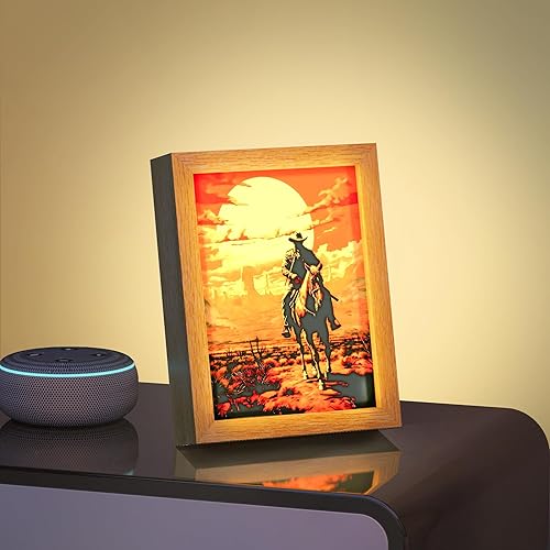 Lámpara de escritorio con imágenes, lámpara de mesa de noche de 8.6 pulgadas, luz nocturna de diseño artístico para niños o familia, 3 modos de luz