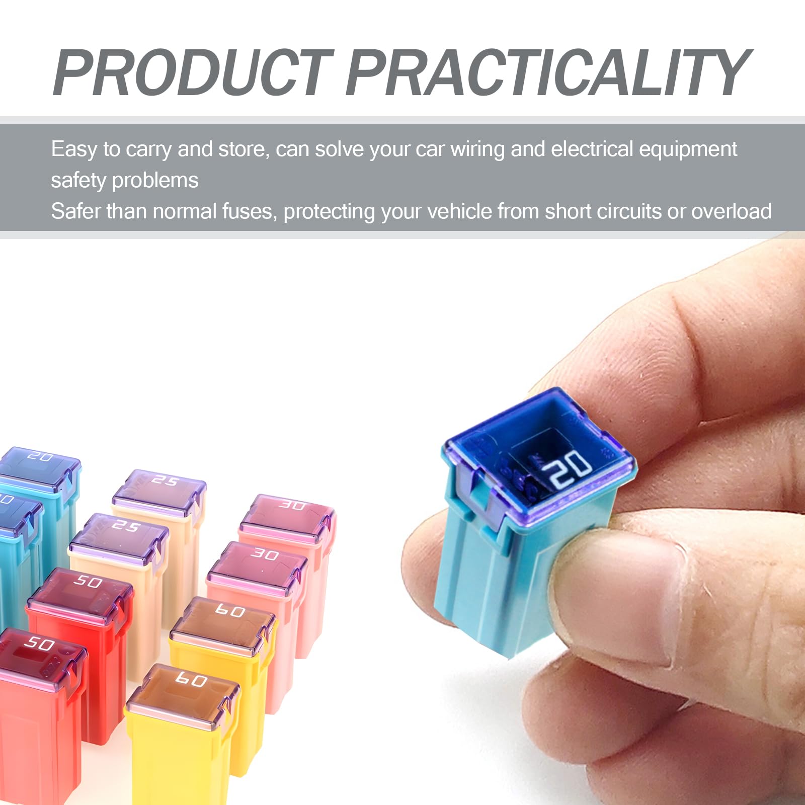 Color 60adeb 30 Amp Fuse 6-Piece Car Fuse Assortment Set - 20A 25A 30A 40A 50A 60A ...