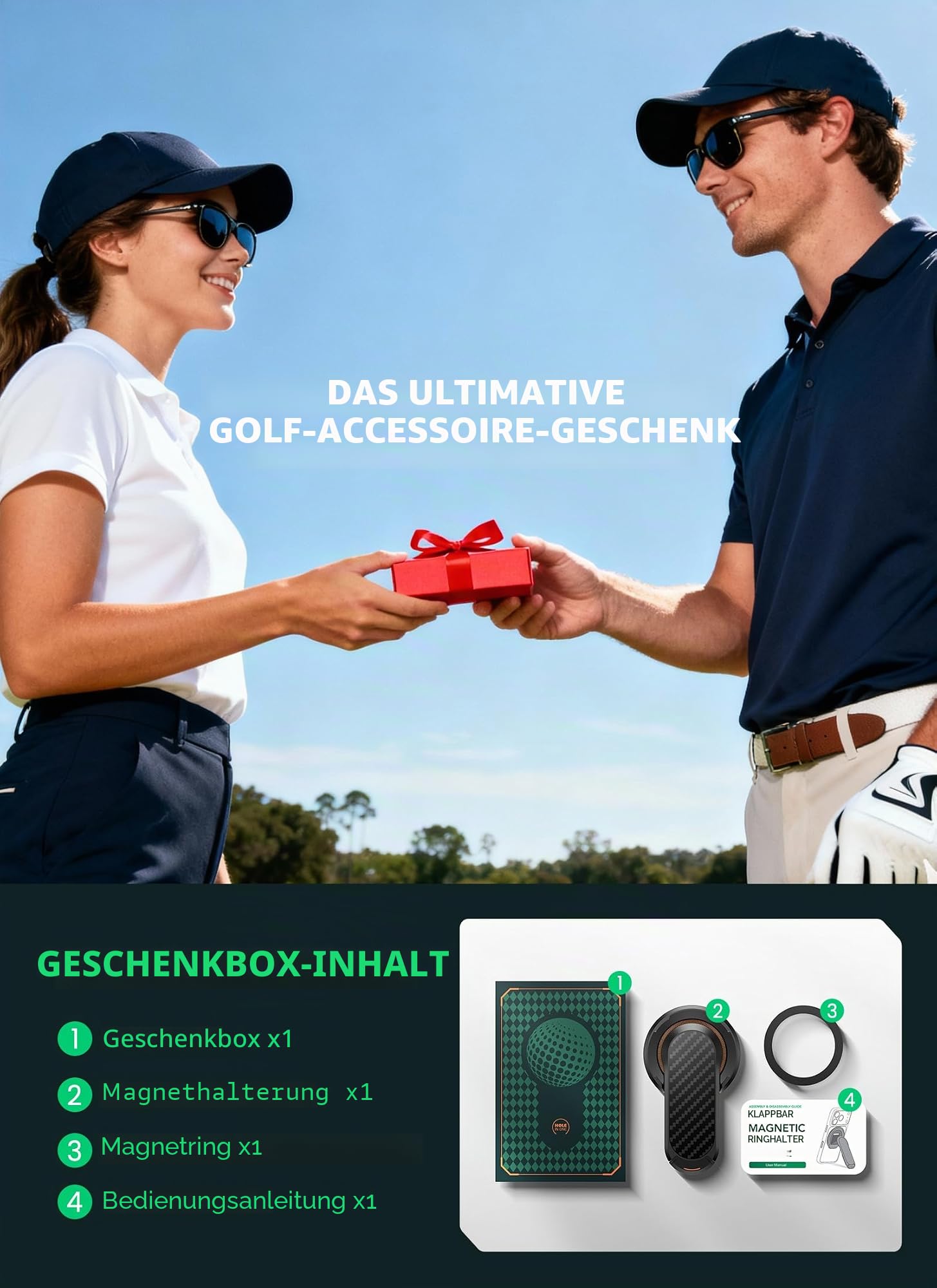 SUPCASE Magnetische Handyhalterung für Golfwagen, Dual-Sided Magnetständer Handyhalter Kompatibel mit MagSafe iPhone 17/16/15/14 & Galaxy S26 Ultra, Golfzubehör Geschenke für Golfer (Schwarz)