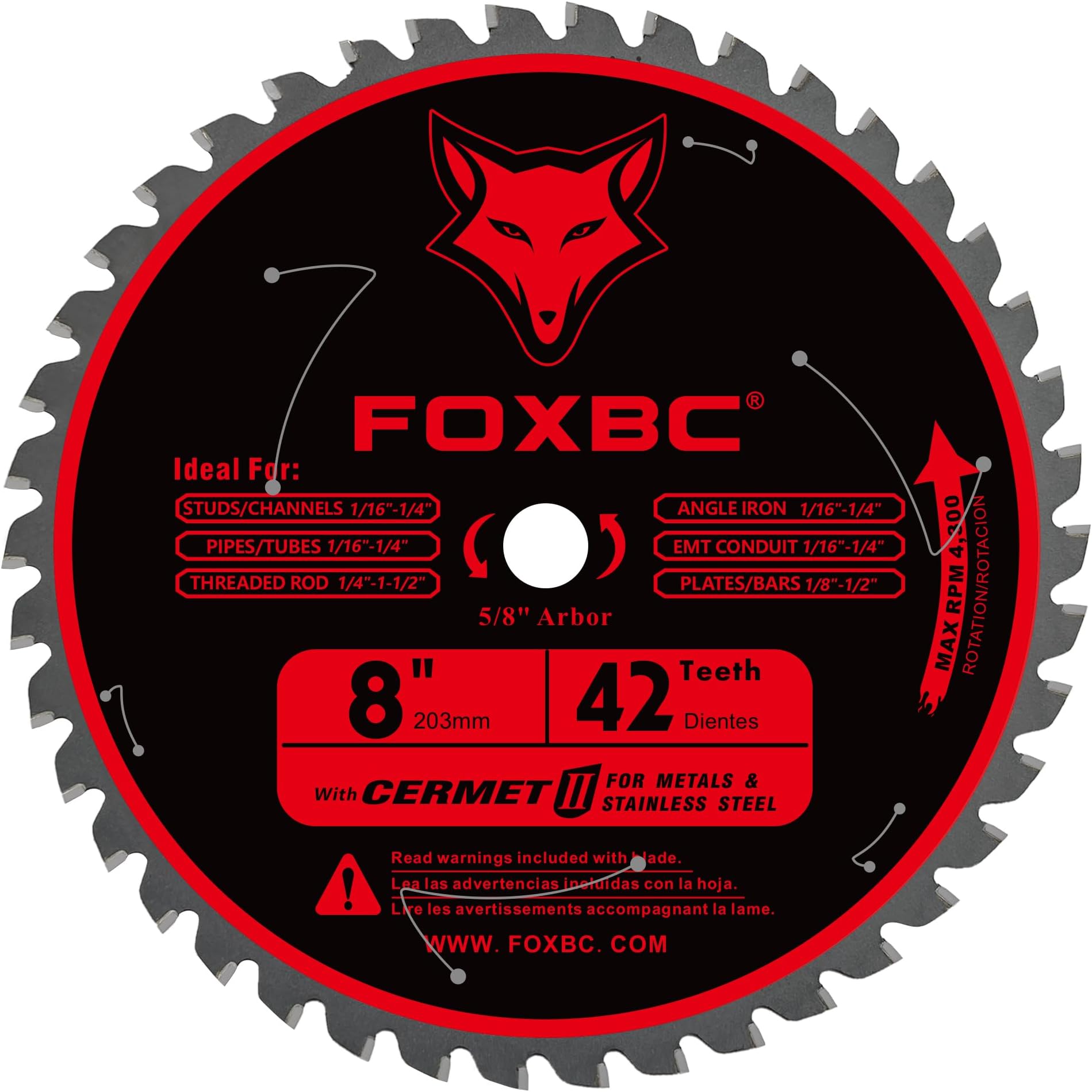 8 Inch Metal Steel Cutting Circular Saw Blade 42 Teeth, Cermet Carbide Up to 5X Longer Life