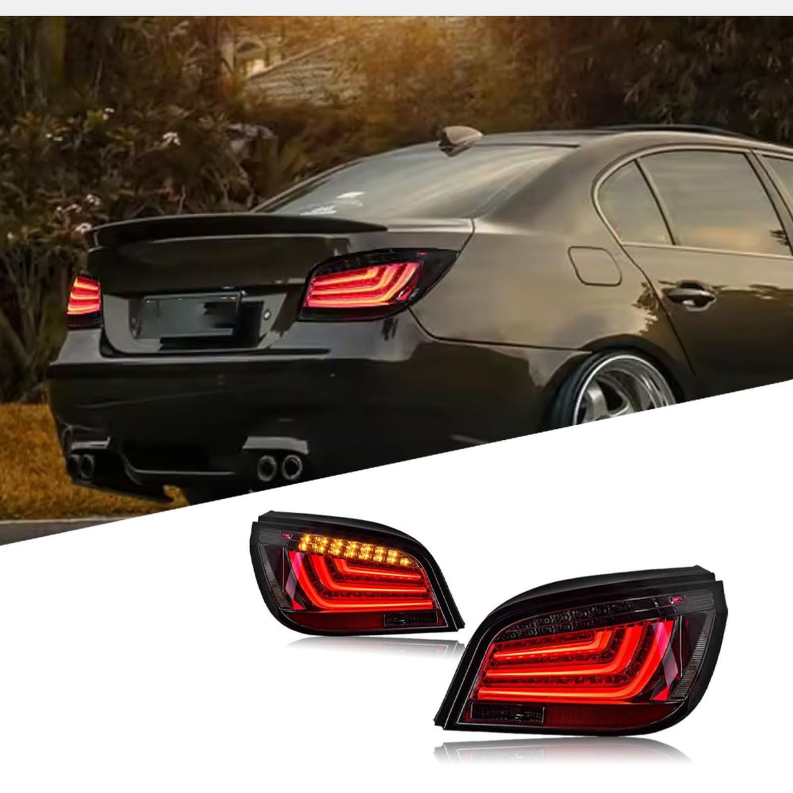 Dla BMW Seria 5 E60 2003-2007 Lampa Tylna Tylne Światło Części Zamienne (1 Pair) Światła Tylne Samochodu(Black)