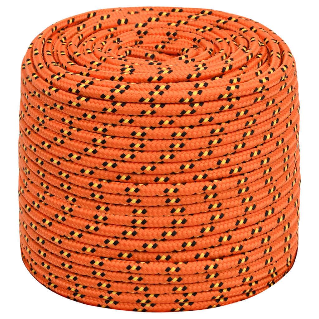 Corda in polipropilene, 8 mm, 100 m, arancione, intrecciata per barche a vela e yacht, robusta corda nautica per ancoraggio e ancoraggio