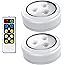 LED Puck Light 2 Pack with Remote, Wireless LED Under Cabinet Lighting, Under Counter Lights for Kitchen, Battery Operated Li