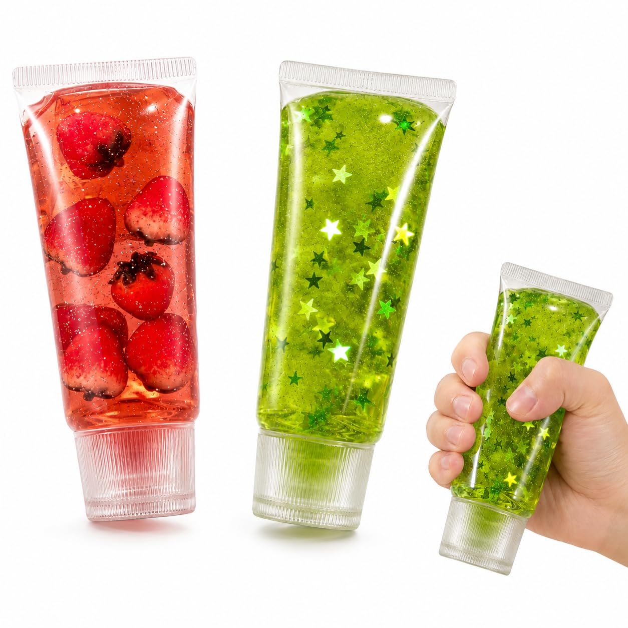 2pcs Toothpaste Squishy, Squishy Toothpaste, Squishy Toys Set, Desk Decor for Relaxation Of Emotions, Stress Relief Squeeze Toys for Office Workers and Home Use(Strawberry, Green)