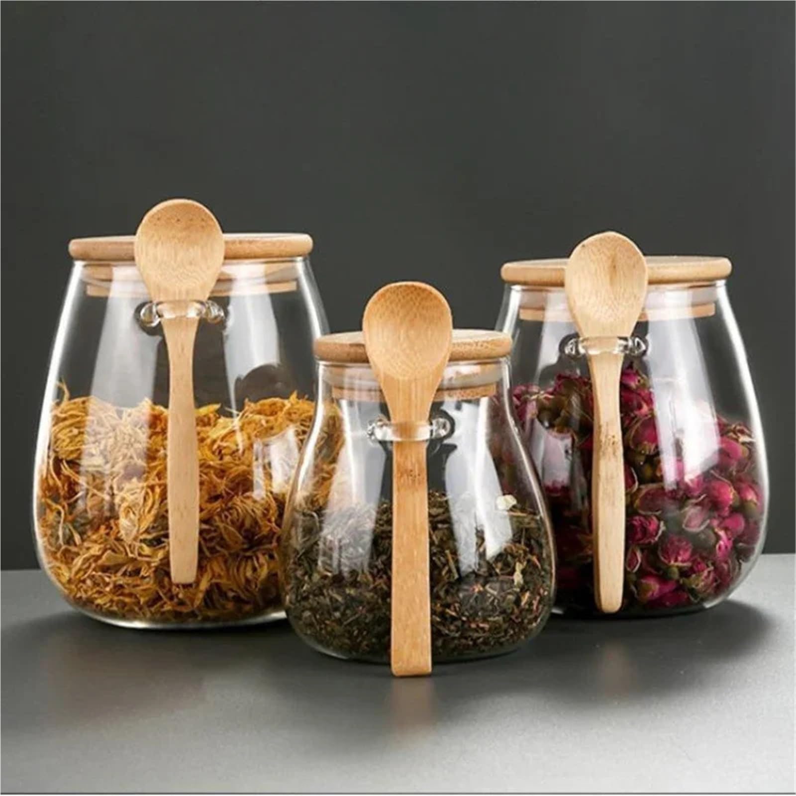 Tarrinas de cristal con tapa, Frascos de vidrio herméticos transparentes con tapas for almacenamiento alimentos, frutos secos, varios tamaños, 2 uds(600ml)