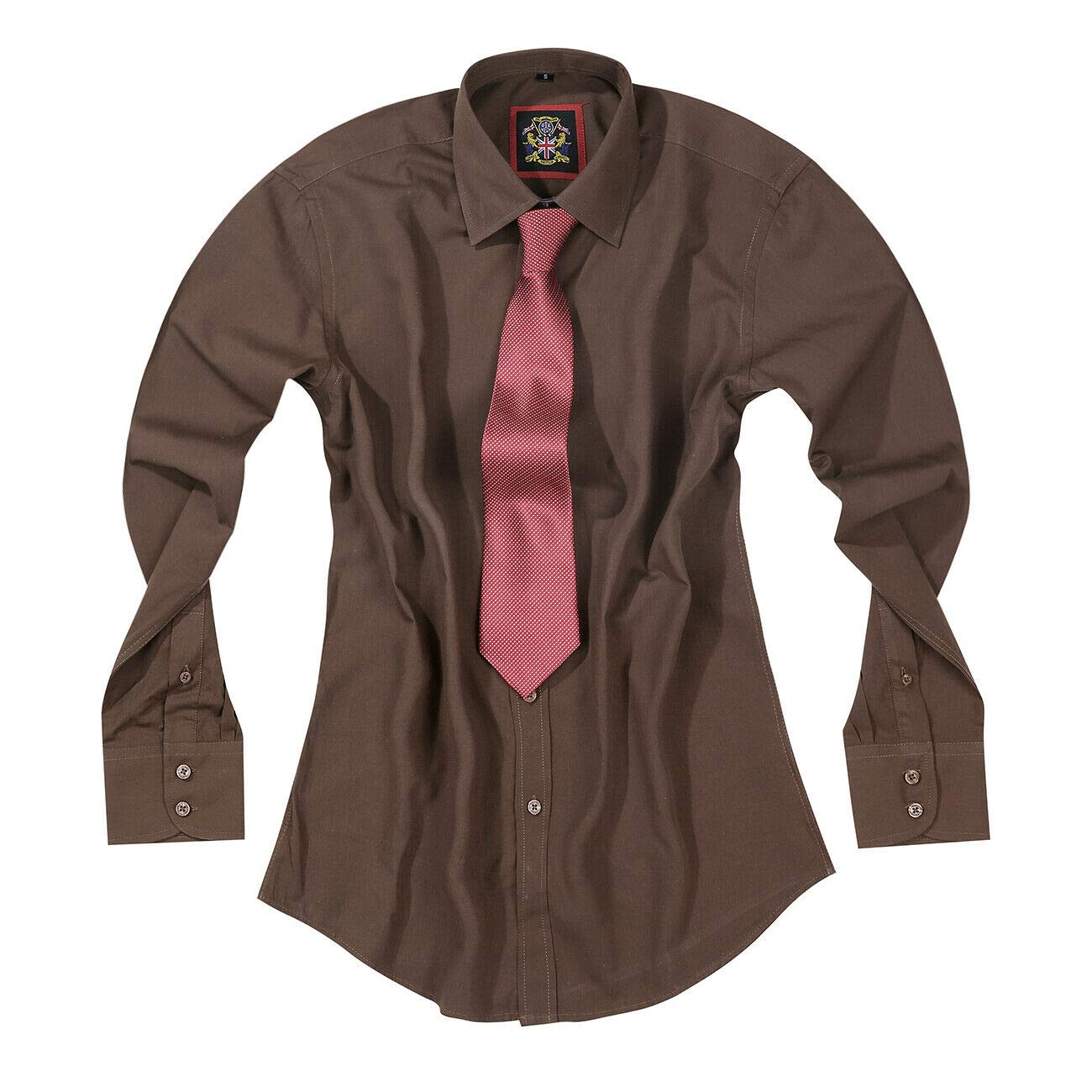 Mens Plain Formal Dress Shirts for Office Business, Wedding Suit & Casual Long Sleeve, 10 Bright Colours. Janeo British Apparel, Larger Man, Slight Tapered Fit.