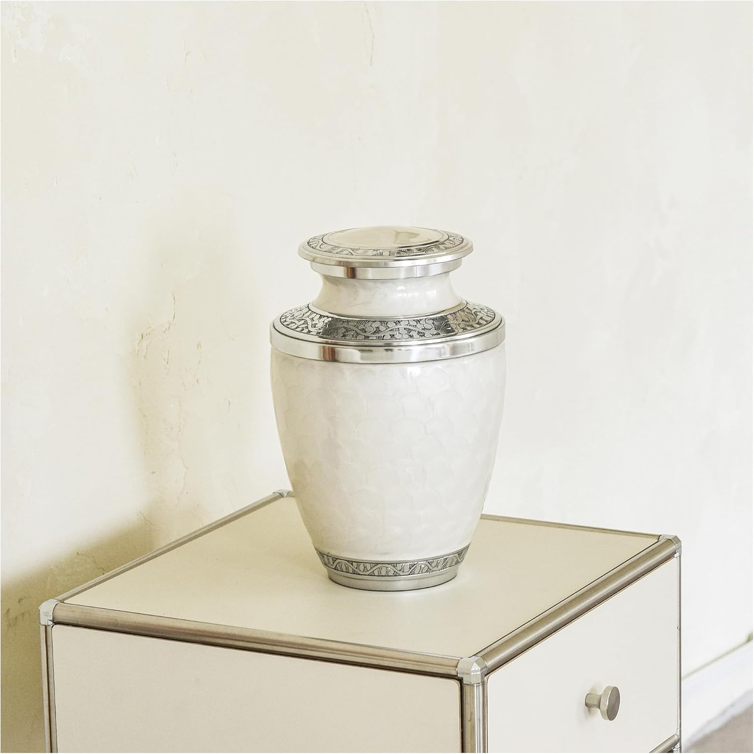 AspenStudio Ivory Cremation Urn for Adult Human Ashes - Large Handcrafted Funeral Memorial Urns