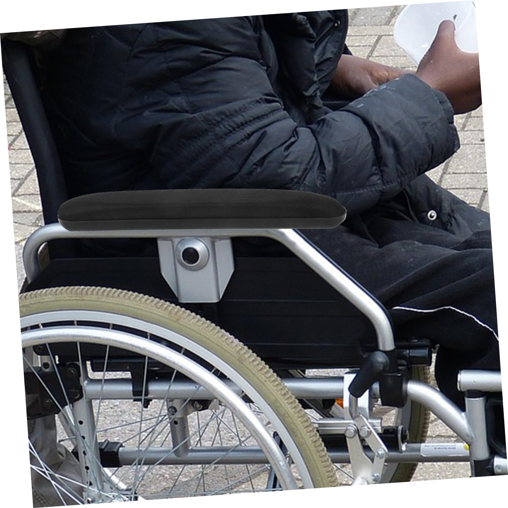 Operitacx 4 Pares Pasamanos para Sillas De Ruedas Asiento Accesorio De Disfraz Hippie Accesorios Transpirables Portátil Reposabrazos De La Silla Jaula Paisaje Decoraciones Oficina Tela Black