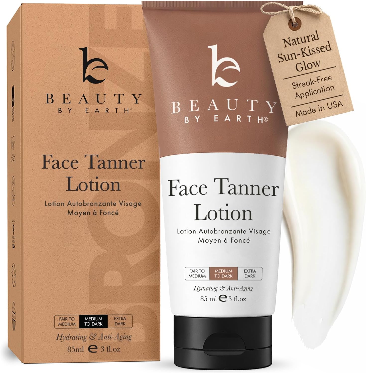 Face Tanner - USA Made with Natural & Organic Ingredients, Gradual Facial Self Tanner Lotion for Natural-Looking Fake Tan & Streak-Free Natural Glow