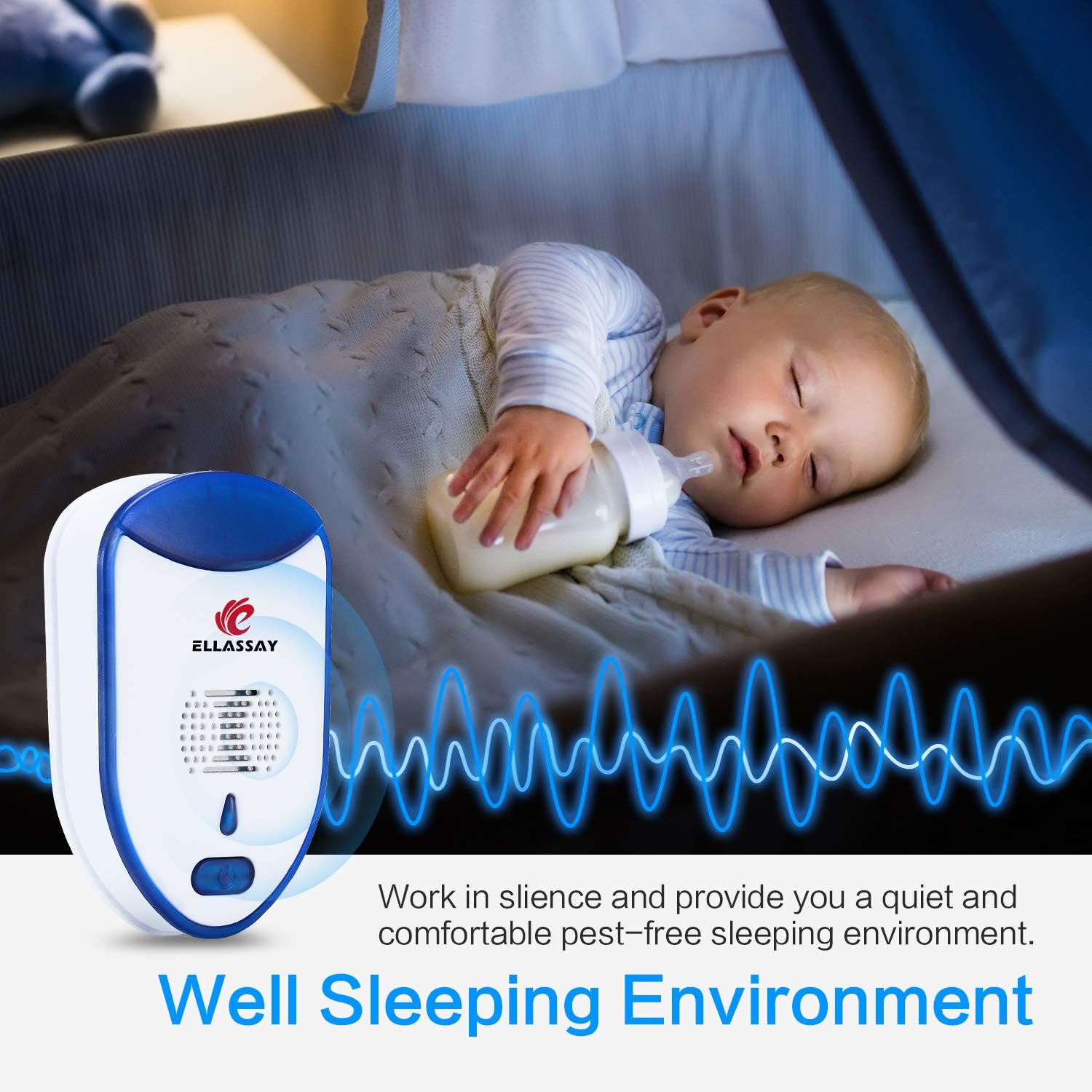 ELLASSAY Ultrasonic Pest Repeller 2 Packs Pest Control Electronic Plug in Indoor Pest Repellent