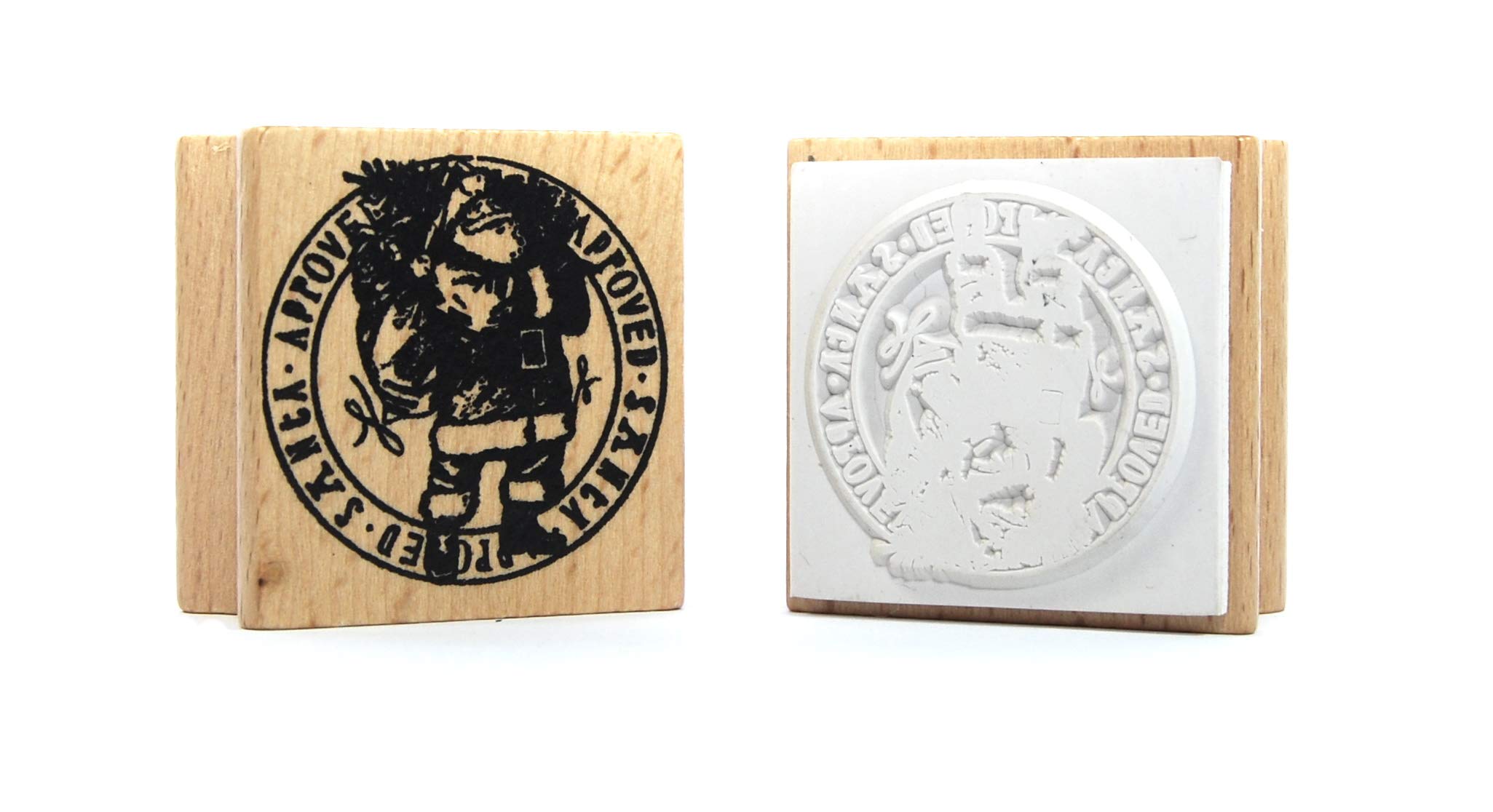 celloexpress Wooden Mounted Ink Stamper - Christmas Crafts, Occasions, Everyday, Sets, Office, Fun, Kids (Santa Approved - 2-3.5cm x 4cm) — image 1