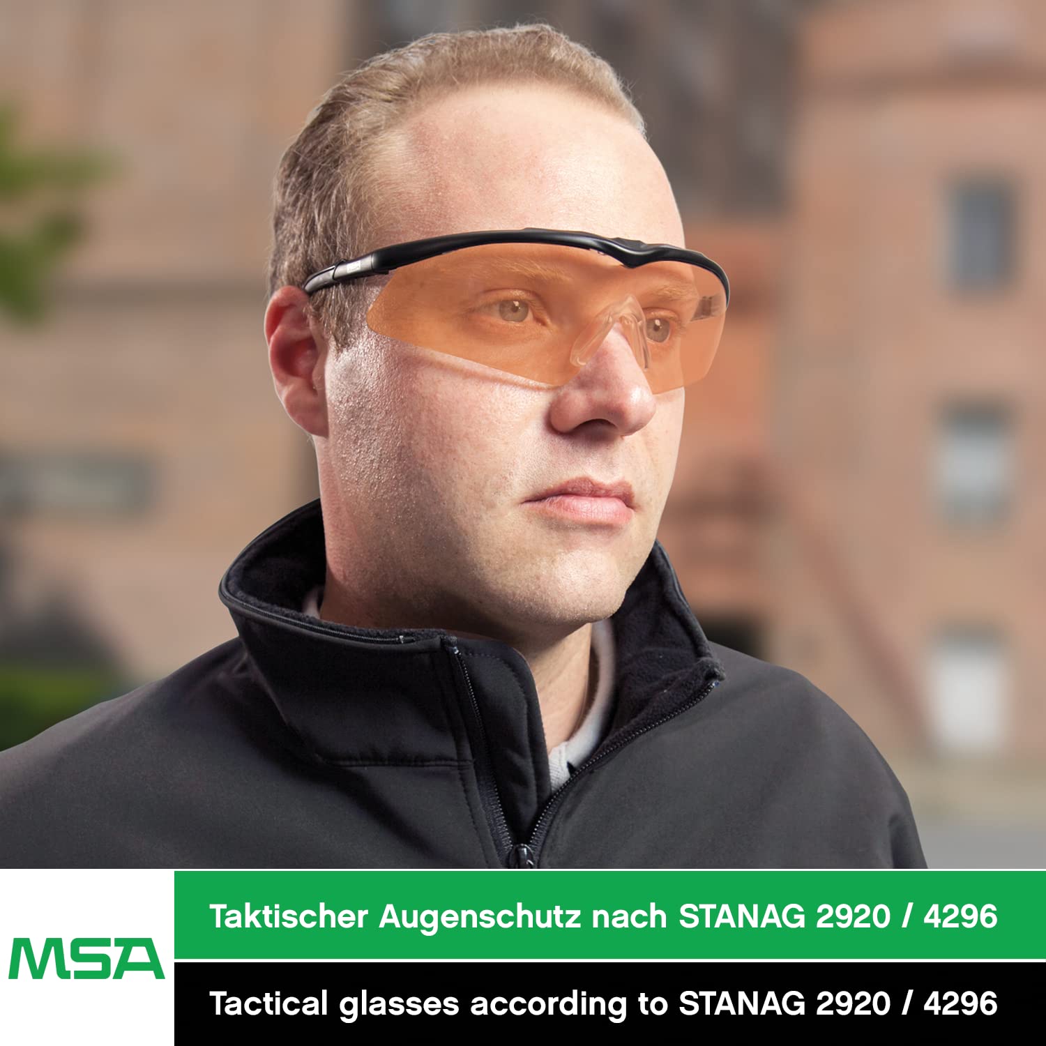 MSA TecTor taktische Schutzbrille - kratzfeste Anti-Beschlag-Beschichtung - für Airsoft- & Paintball-Spieler - Orange, Ansicht 2