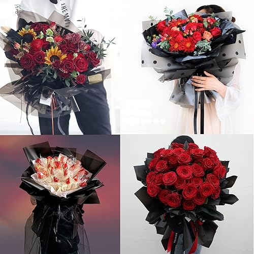 Miniatura 5 de Giiffu Rollo de celofán para envolver color naranja, 34 pulgadas de ancho x 100 pies de largo, papel de regalo de celofán naranja translúcido de 3