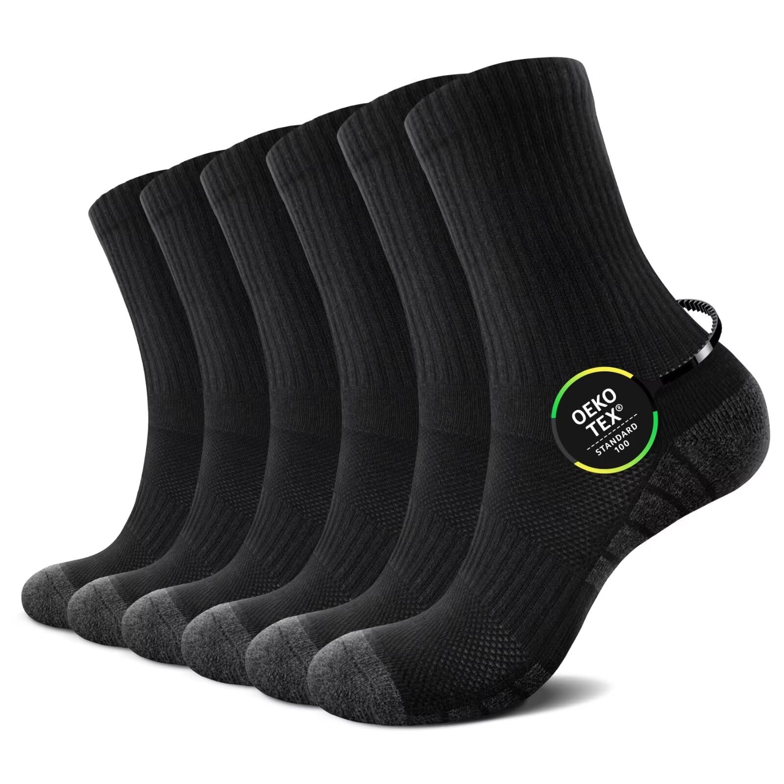 TUUHAW 6 Paar Socken Herren Damen Tennissocken Sportsocken Laufsocken Wandersocken Atmungsaktive Baumwolle Herrensocken Schwarz Weiß Grau