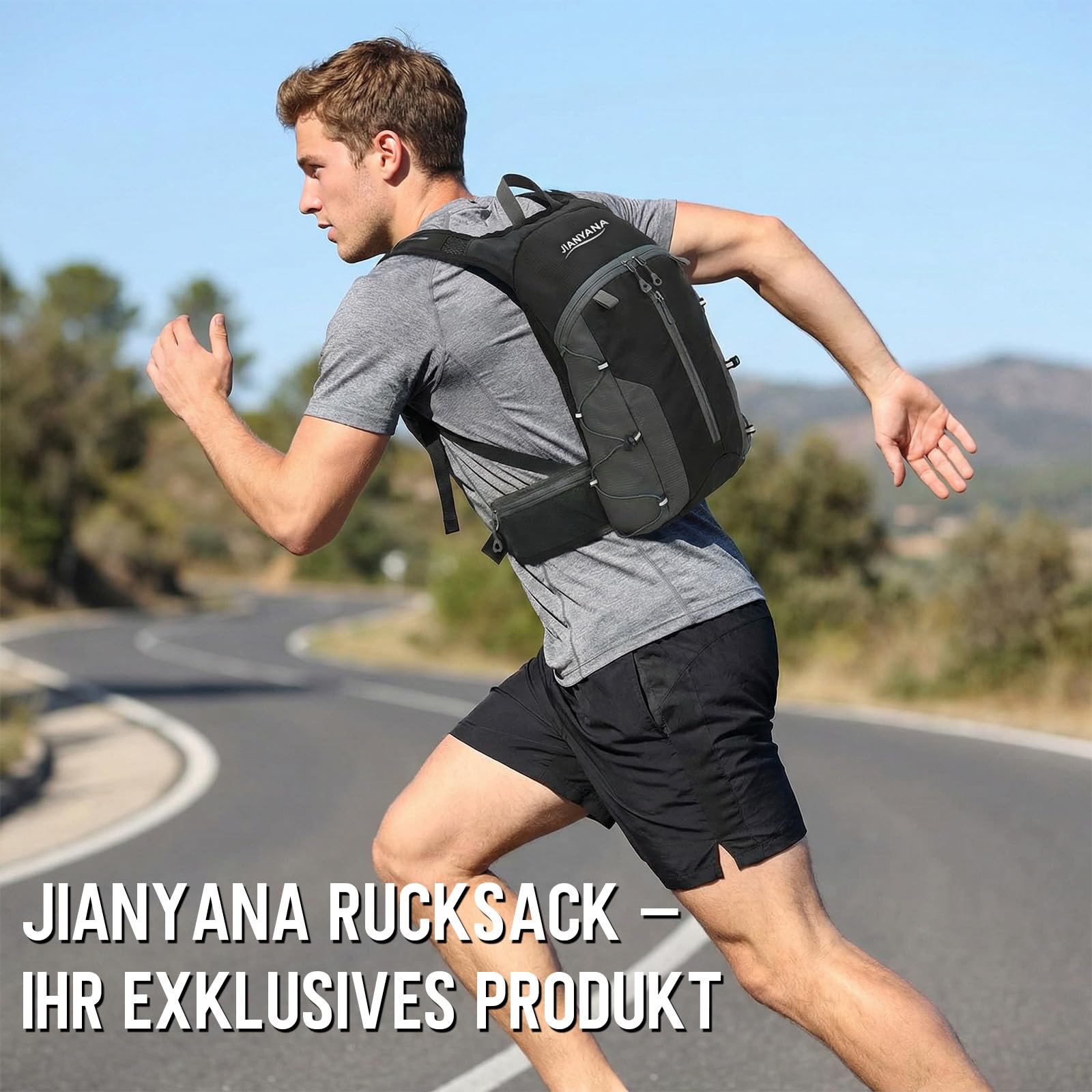 JIANYANA 2L Hydration Rucksack,Falbarer Trinkblasen-Rucksack,Helmtragesystem,Helmtasche aus Mesh,Ultraleichtes und atmungsaktives Design 550g Leichtgewicht,für Wandern,Radfahren,Laufen,Camping,Pendeln