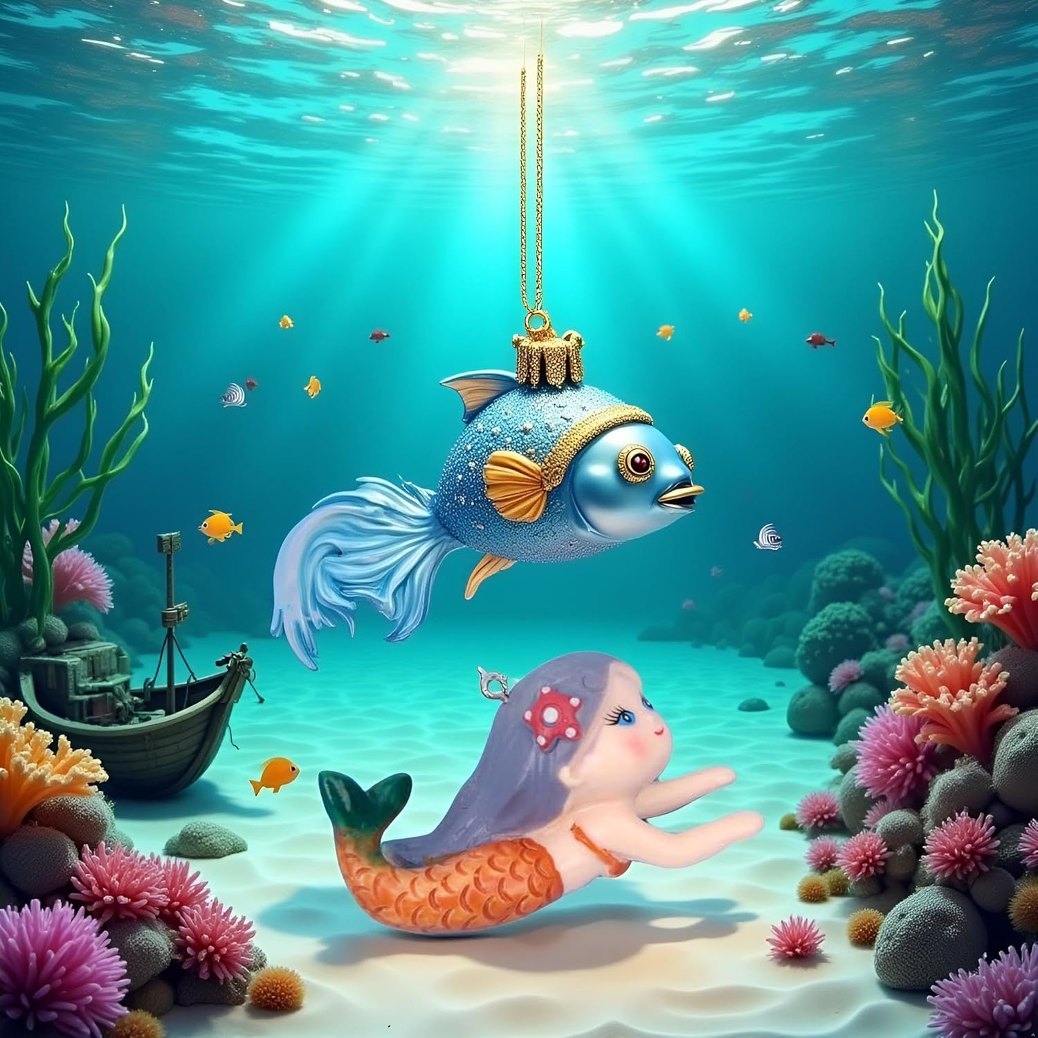Pchnfei Floating Fish Tank Decor, Aquarium Fish Mermaid, Ornaments, Eye Catching Decoration, Aquatic Pets Cartoon - Image 4
