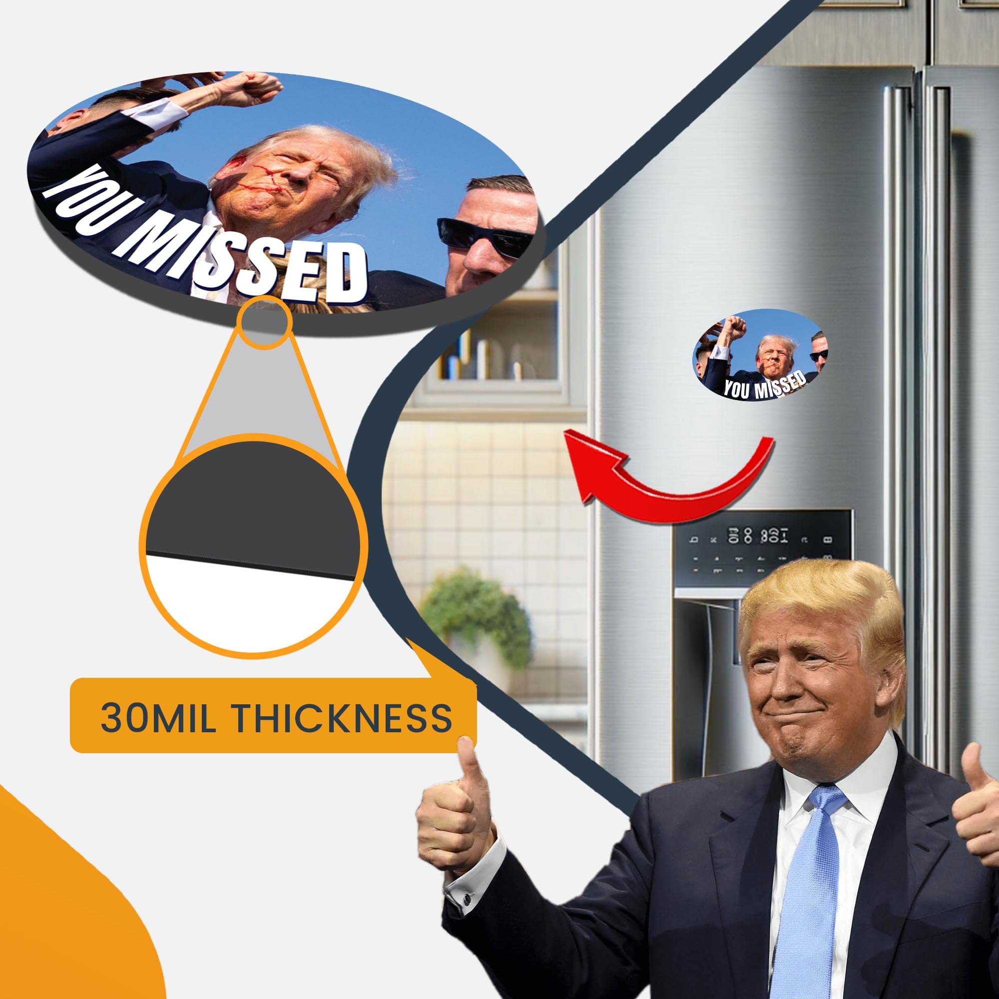 Trump 'You Missed' Political Car Magnet - 4x6 Inch, Waterproof, Made In USA For Supporters - View #9