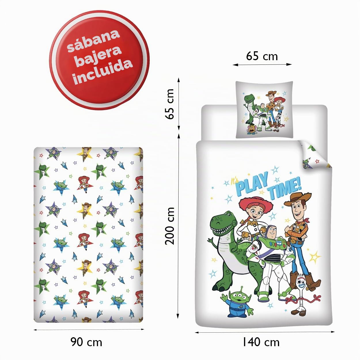 Toy Story 3 Piezas Funda Nórdica Cama 90 140x200 + Funda Almohada + Bajera