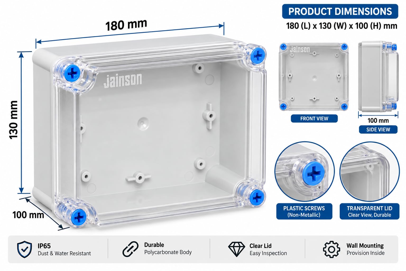 IP67 Waterproof Junction Box - Clear Solar Enclosure -2