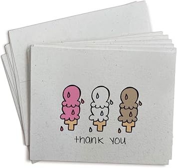 Ice Cream Thank You Cards - 24 Greeting Cards with Envelopes