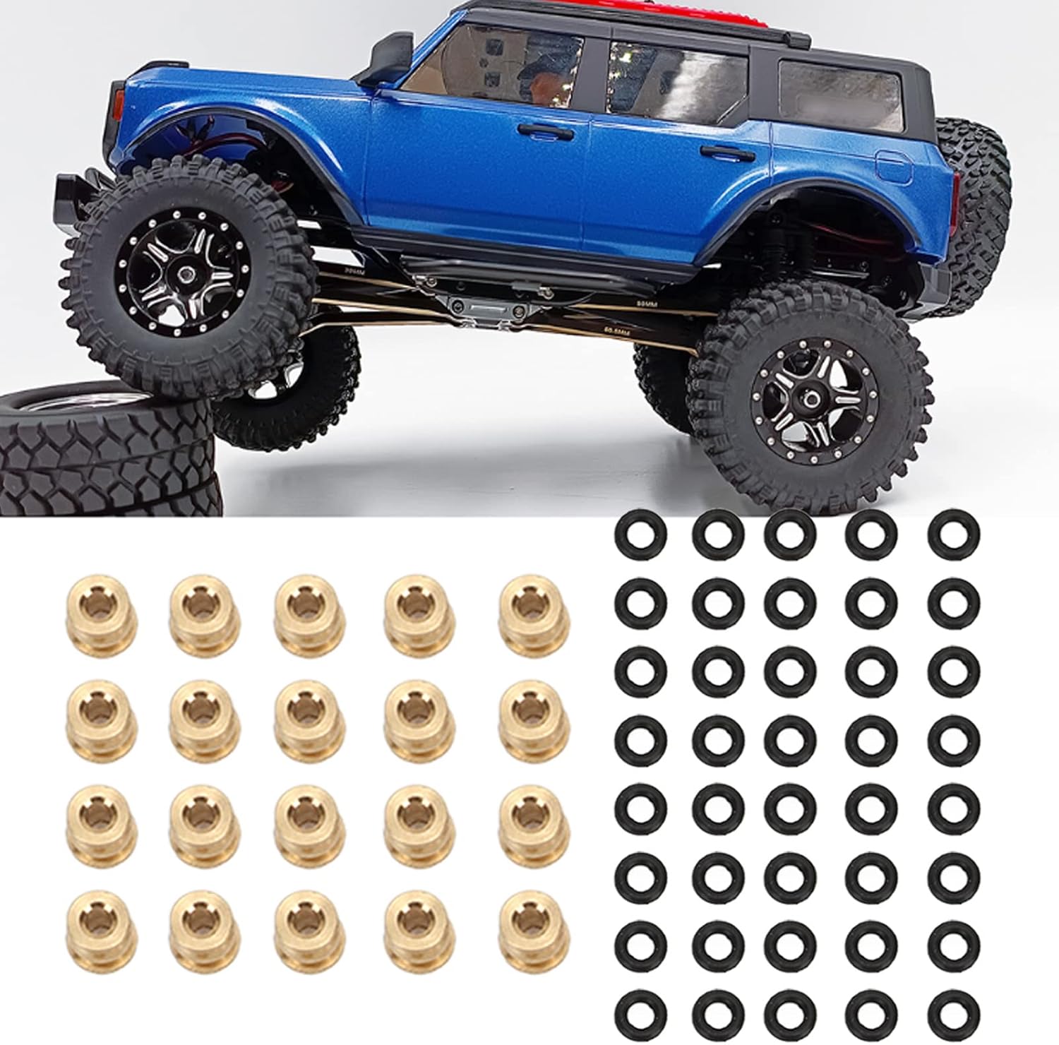 RC Shock Damper Ball Head, 20 Pcs RC Shock Damper Ball Brass Shock Absorber Link Rod Pivot Ball Joint with Rubber O Ring for SCX24 Brass Pivot Ball Rc