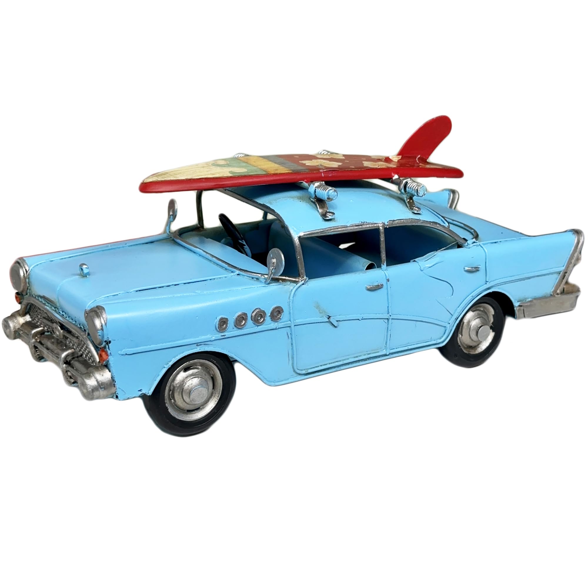 Darthome Men's Blue Surfboarder Car Ornat Metal Vintage American Vehicle Sculpture Gift