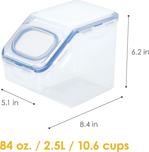 Miniatura 2 de LocknLock Easy Essentials - Tapas de alimentos (tapa abatible), recipientes de almacenamiento de despensa, sin BPA, 10 tazas superiores para