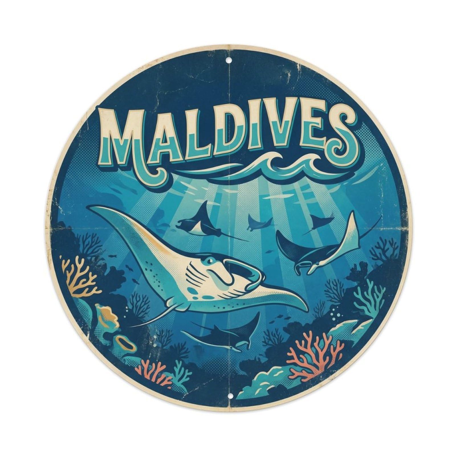 Maldives Indian Ocean Atoll Coast Coastal Metal Tin Sign