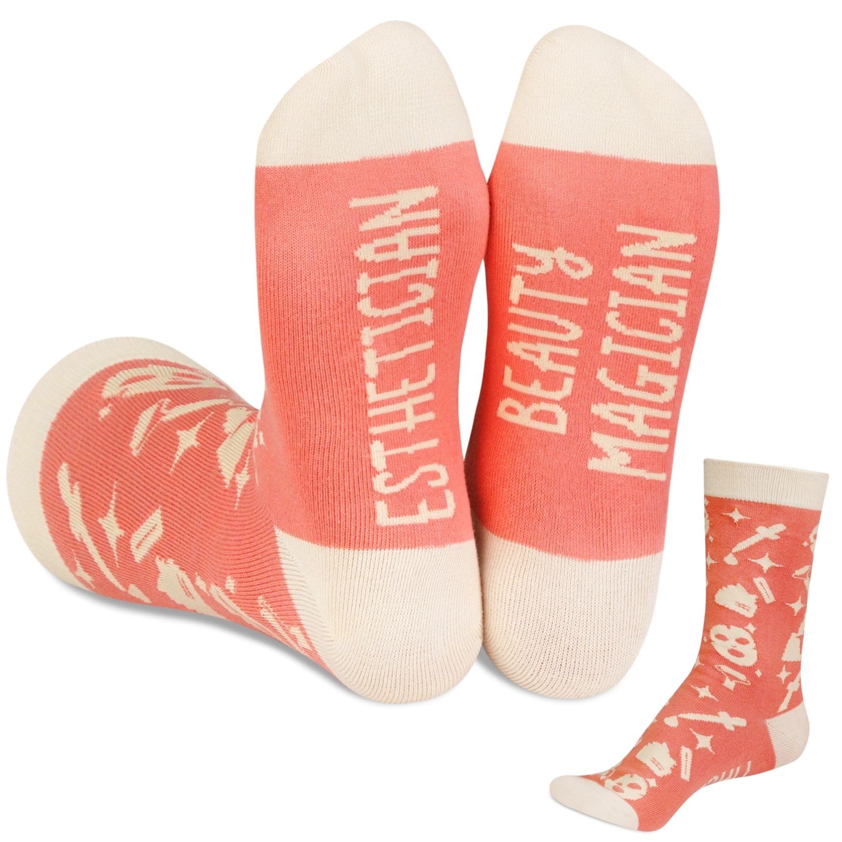 InnoBeta Esthetician gifts for Women, Funny Beauty Magician Gifts, Perfect for Birthday & Christmas, One Size Crew Socks