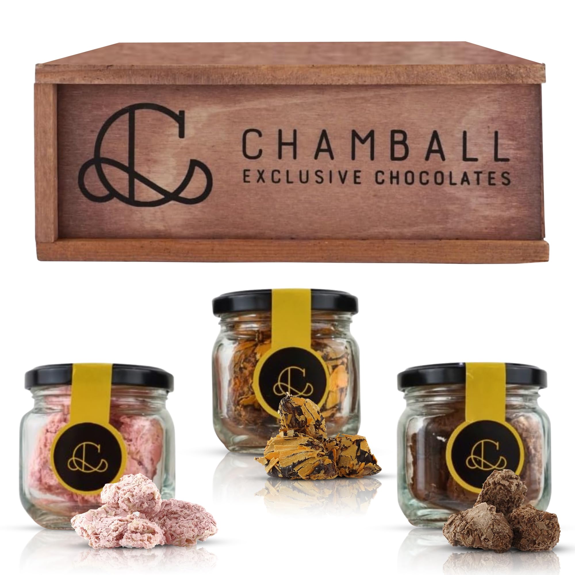 Caja de Chocolates para Regalar, 15 Trufas de Chocolate Belga con: Mango, Fresa y Naranja, Rocas de Chocolate ideal Caja regalo Chocolate con Trufas Magicas, Chocolate box y bombones belgas CHAMBALL