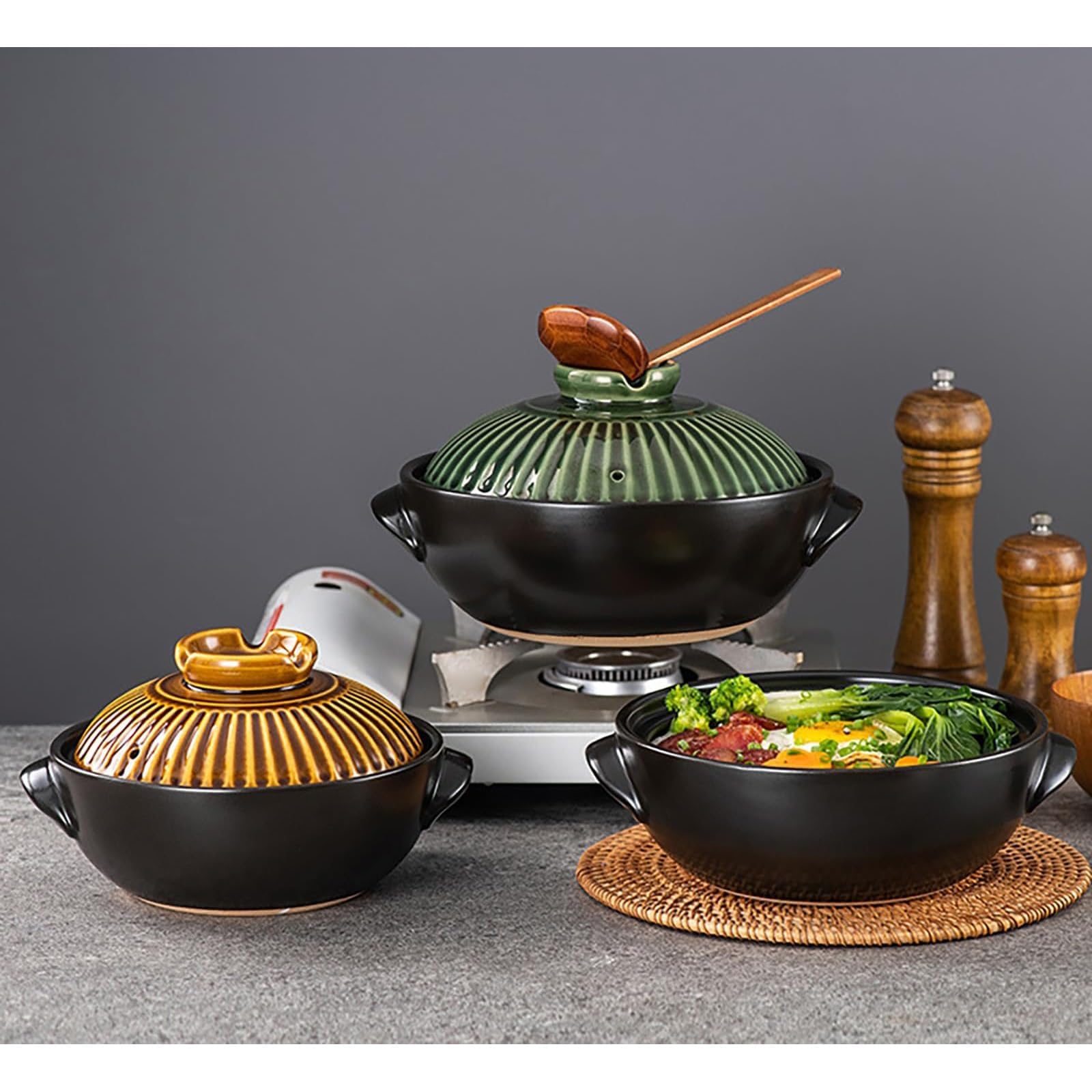 Ceramiczny gorący garnek, odporny na wysokie temperatury, płytki holenderski piekarnik, nieprzywierające naczynia kuchenne z pokrywką i dwoma uchwytami do gotowania, zupy, ryżu, gulaszu, zapiekanek